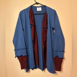 Blue and Burgundy funky threadz Women's Cardigan